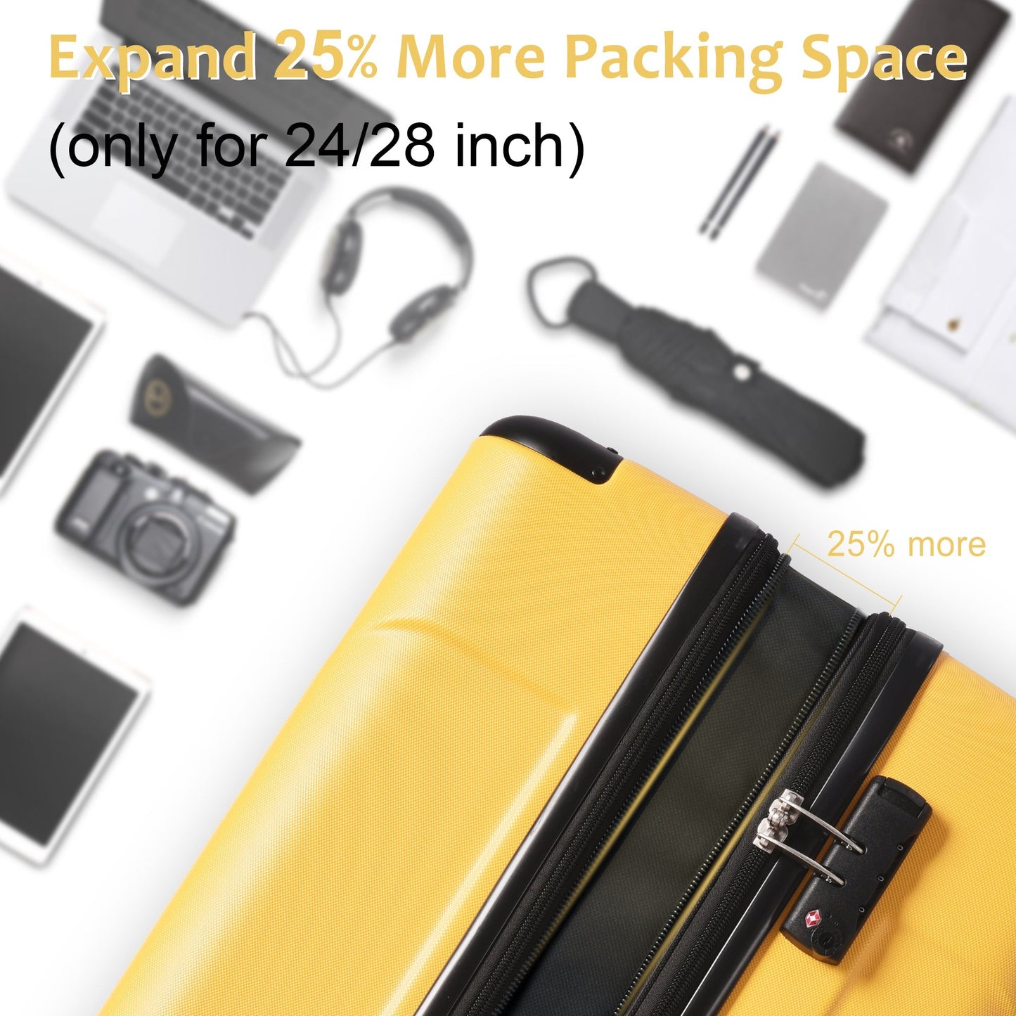 Luggage Sets 2 Piece, Hardshell ABS Lightweight and Expandable(only
