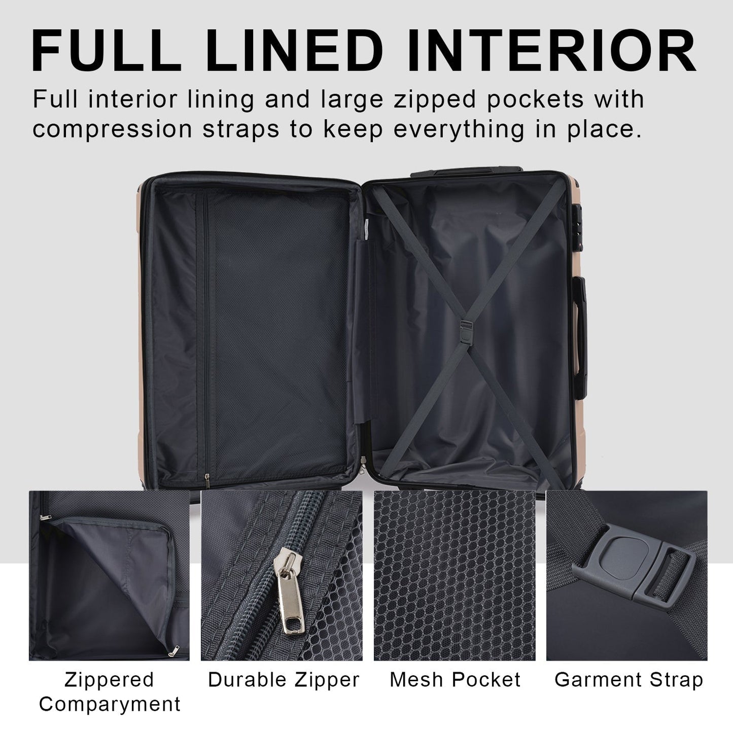 Luggage Sets 2 Piece, Hardshell ABS Lightweight and Expandable(only