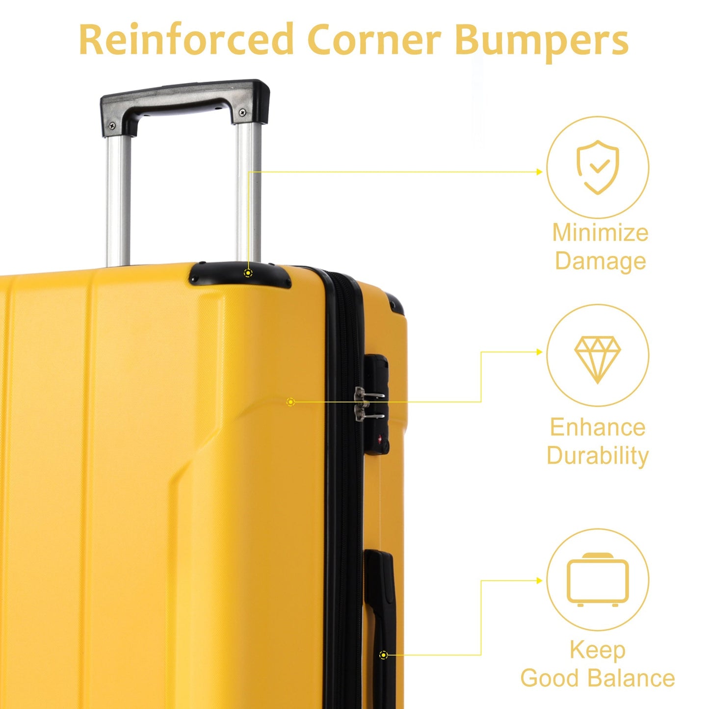 Luggage Sets 2 Piece, Hardshell ABS Lightweight and Expandable(only